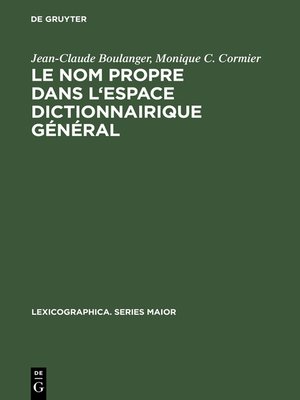 cover image of Le nom propre dans l'espace dictionnairique général
